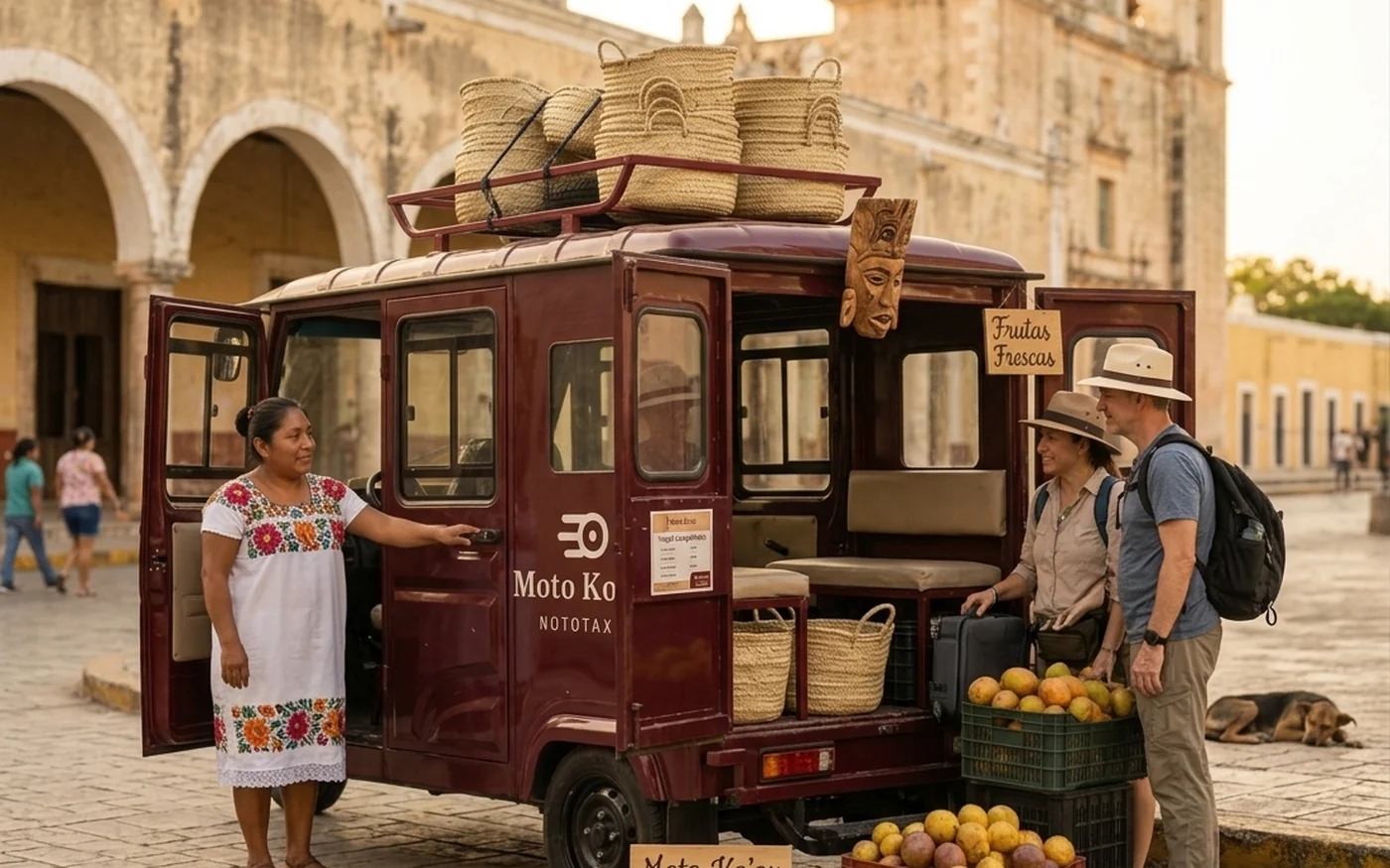 Moto Ko'ox en la plaza de un pueblo de Yucatán